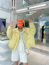 【现货】人人皆可棋盘格 黄色90绒，其它，欧尼蒂