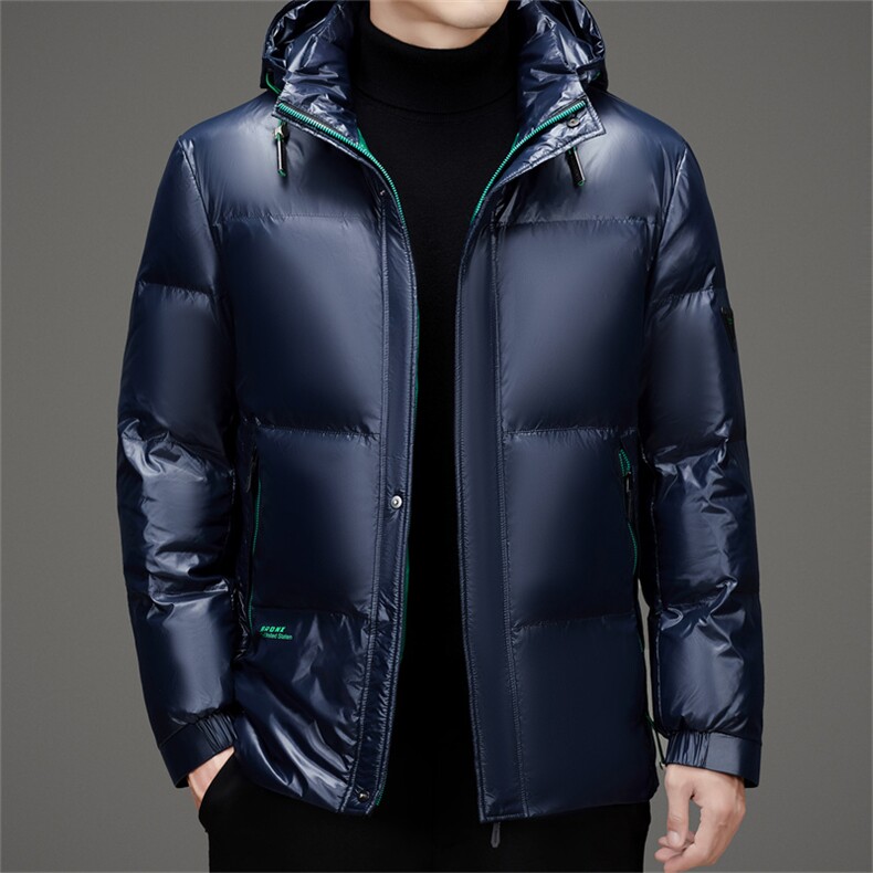 新标90绒防水黑金羽绒服外套男士秋冬青年休闲拆卸帽羽绒服大衣,男装羽绒服,钱塘723