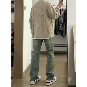 【有货】M6528CC-特P75 复古麻花针织开衫男女拉链毛衣立领外套图片