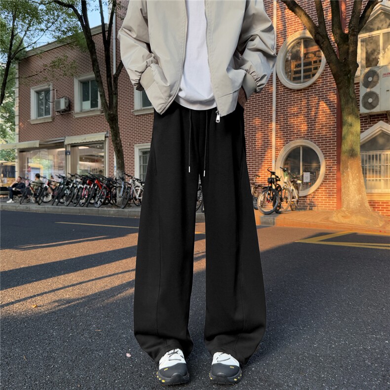 加绒加厚重磅阔腿弯刀休闲宽松卫裤A429-YK327-特批45加绒55,男装休闲裤,电商A429