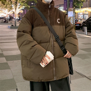 复古潮牌宽松保暖百搭棉衣冬季灯芯绒拼接加厚棉服男 W7948-P78图片