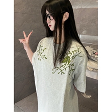 H0687-P35前后全刺绣夏季休闲宽松T恤，女装T恤，星座617A-2