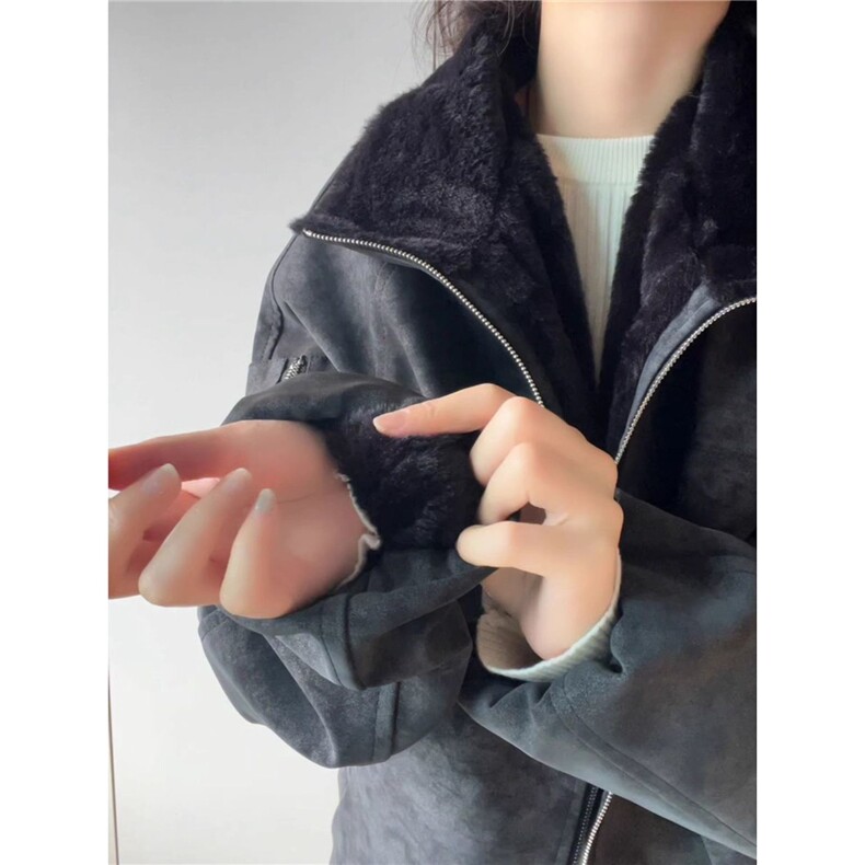 冬季新款翻领拉链宽松夹克棉袄美式加绒加厚保暖一件过冬棉服外套,男装夹克,星座506A