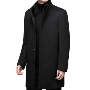 冬季羊毛呢子休闲大衣中年男士中长款毛呢加厚保暖外套新款是那种图片