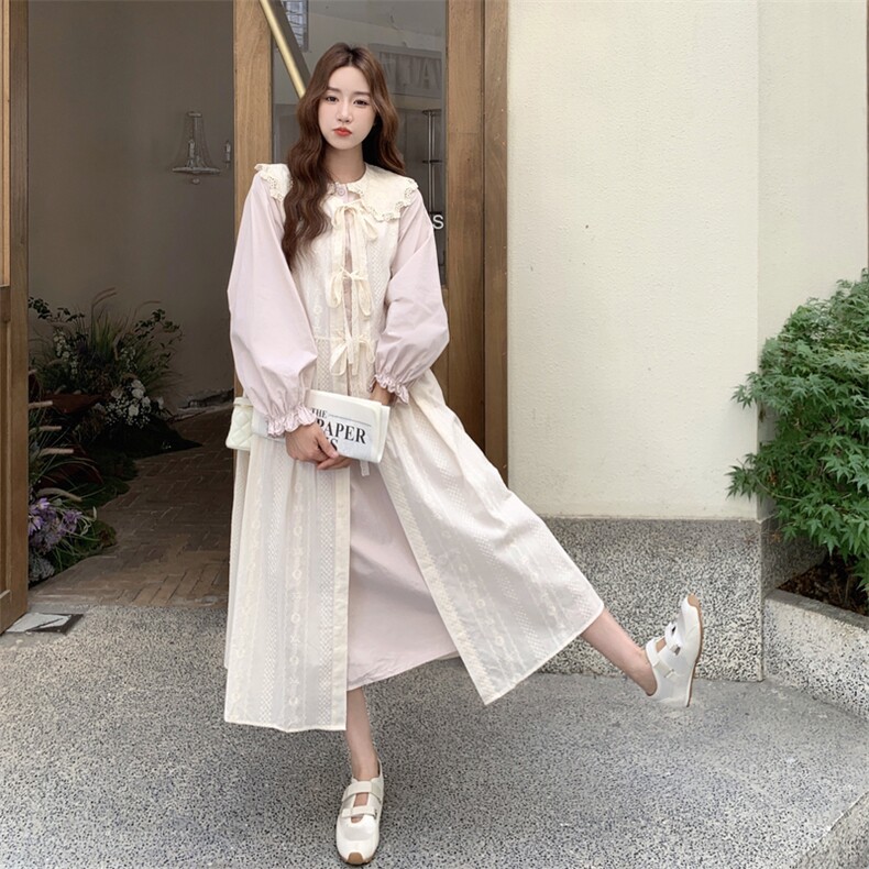 【新品】25秋季粉色连衣裙+罩衫两件套2C056-7033-P175控258,女装连衣裙,2C056