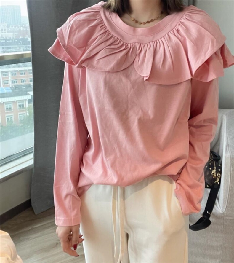 春装新款，韩版木耳边，其它，简单小珍