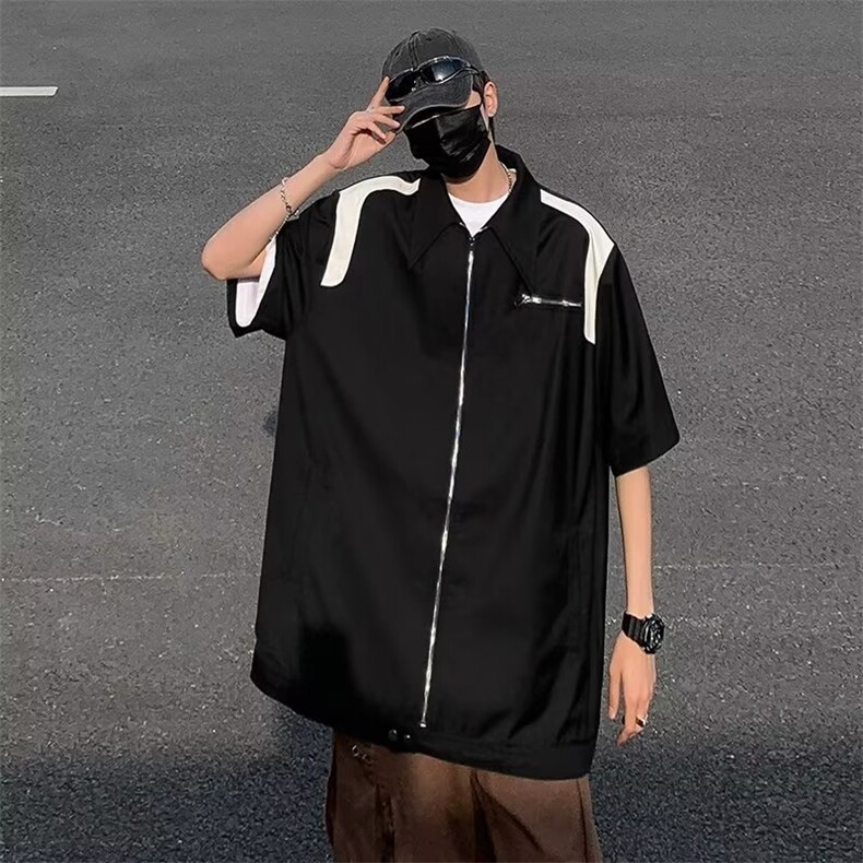 夏季新款衬衫潮流慵懒男方领拼接衬衫J8002P36，男装衬衫，星座1116-2