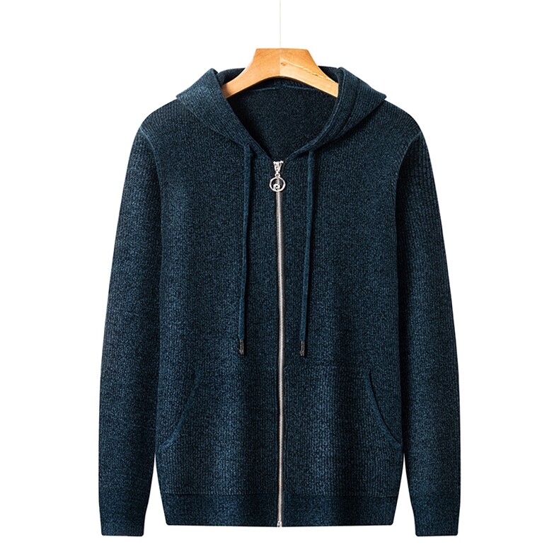 秋冬新款毛衣中年男士连帽针织开衫外套厚款毛衣男装BYH010-P165，男装针织衫/毛衣，电商B212（原钱塘6029）