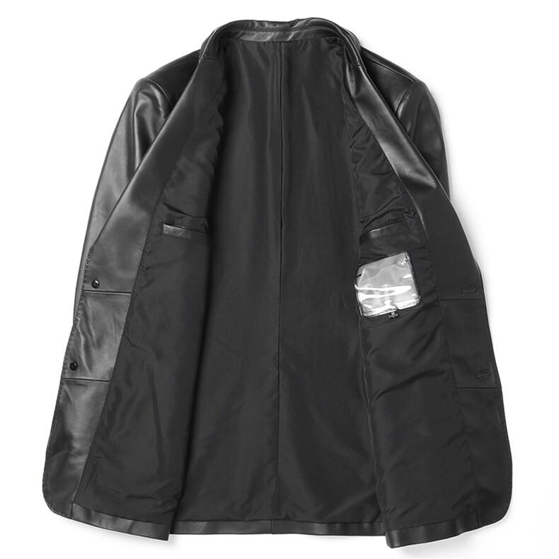 外贸新款海宁真皮皮衣男西服绵羊皮男装外套百搭纯色皮衣商务夹克,男装西服,电商B360A（原721A）