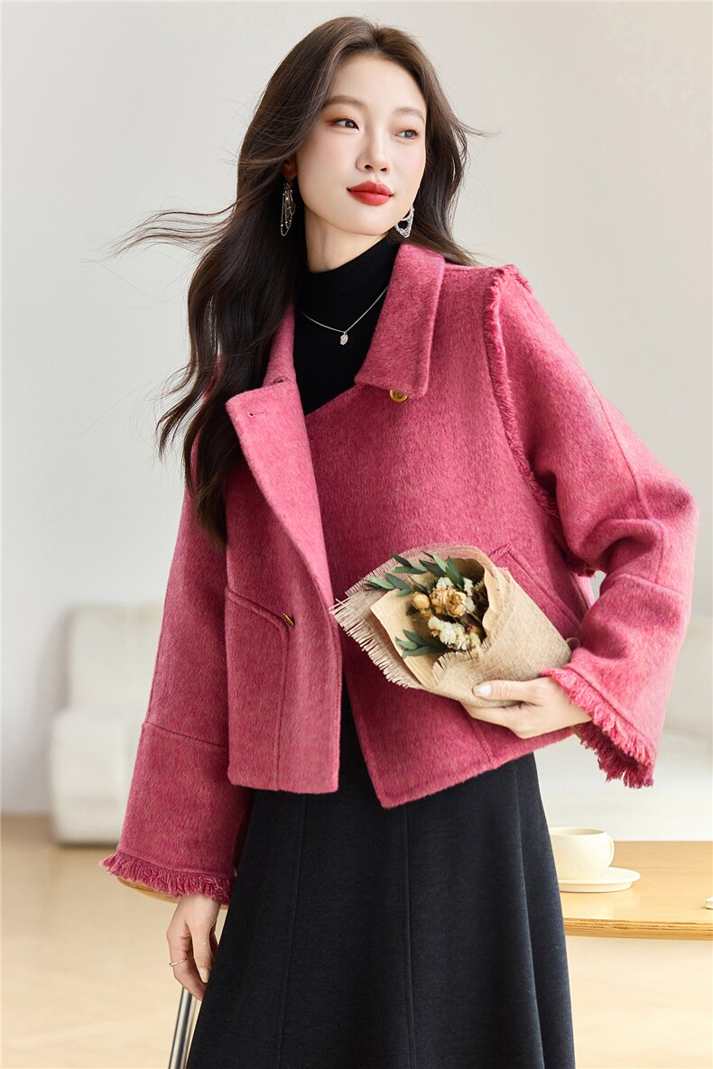 短款双面羊绒呢大衣新款3038-P185-控265,女装毛呢外套,英标秀