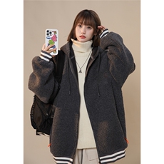 2025冬季休闲纯色羊羔毛开衫连帽外套棉服M2068/P88控128-100涤，男装棉衣，电商A148-1