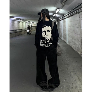 软糯仿貂毛人像提花肌理拉毛情侣圆领毛衣男宽松亲肤上衣 M5241图片