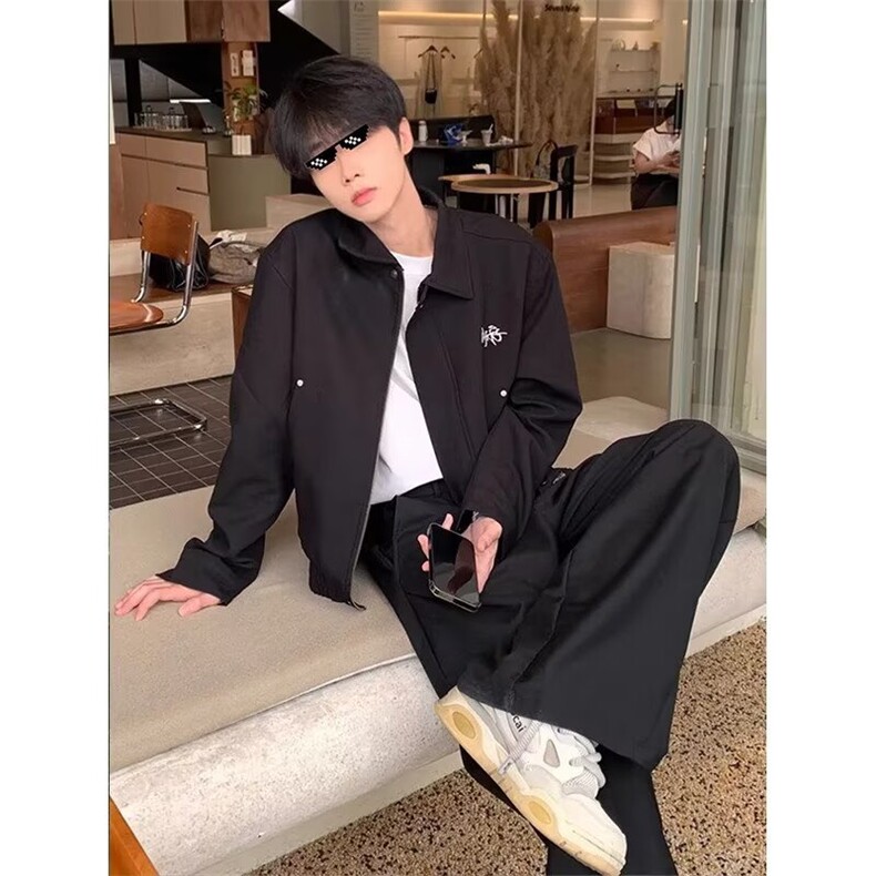 简约新款日系原宿时尚百搭ins文艺美式哈灵顿刺绣休闲外套潮流,女装短外套,星座506A