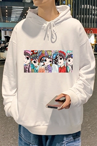 WY2250-P35 纯棉连帽卫衣男大码运动帽衫宽松薄外套男图片