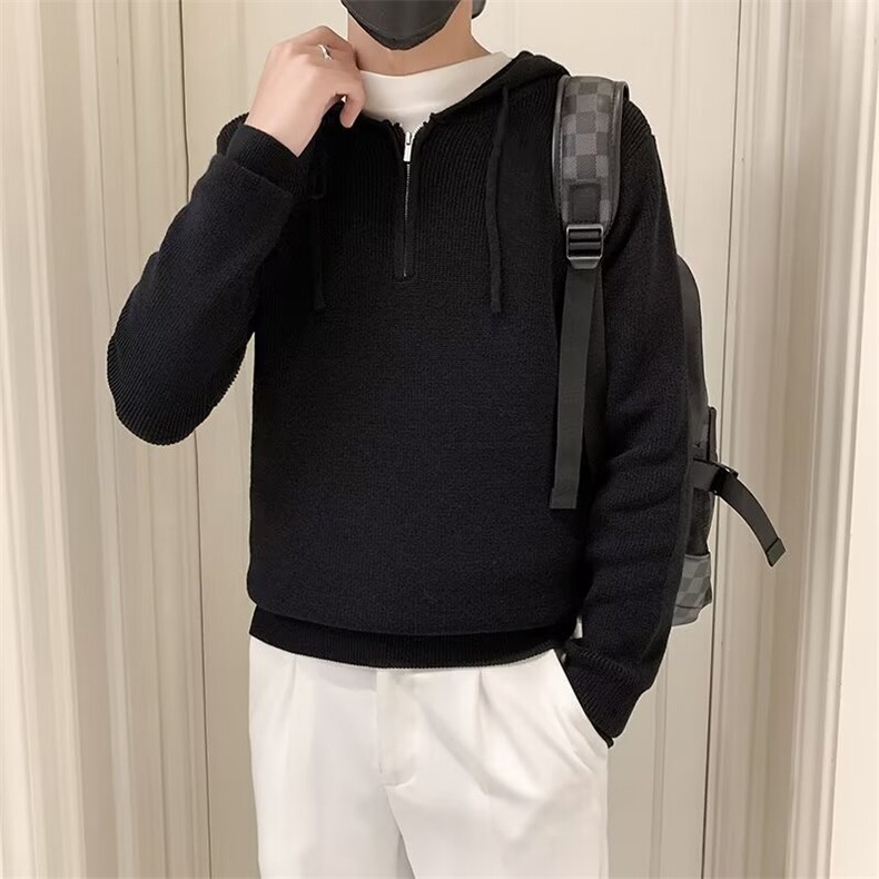 织连帽卫衣新款韩版男秋冬季潮流休闲修身加厚保暖长袖毛衣S606图片
