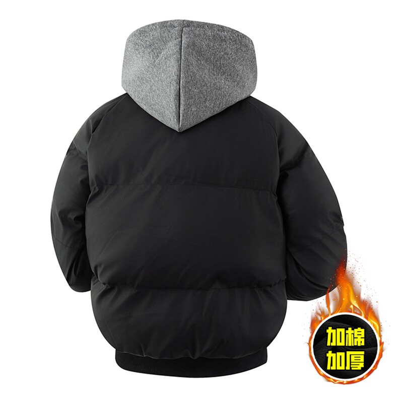 现货高品质重磅工艺美式高街假两件PU皮棉衣男女加厚棉服外套,男装棉衣,电商A443