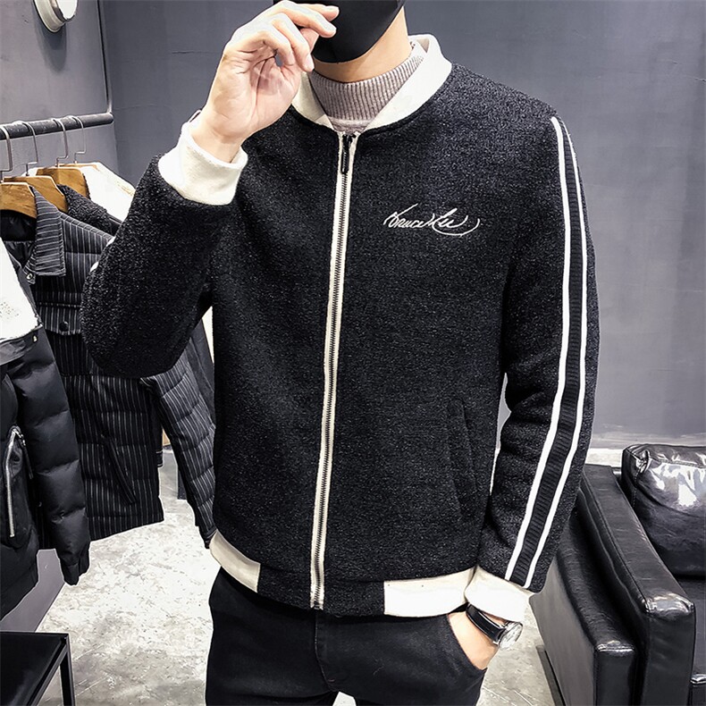加绒加厚蜈蚣纱刺绣韩版修身夹克外套C301-JK68-P115,男装夹克,电商C301