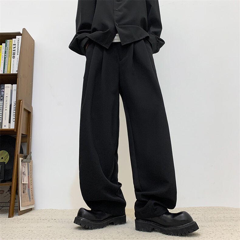 美式复古垂感西裤男高级感男士褶皱阔腿免烫西装裤XK321-P40,男装西裤,星座1001-1