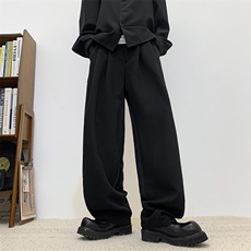 美式复古垂感西裤男高级感男士褶皱阔腿免烫西装裤XK321-P40，男装西裤，星座1001-1