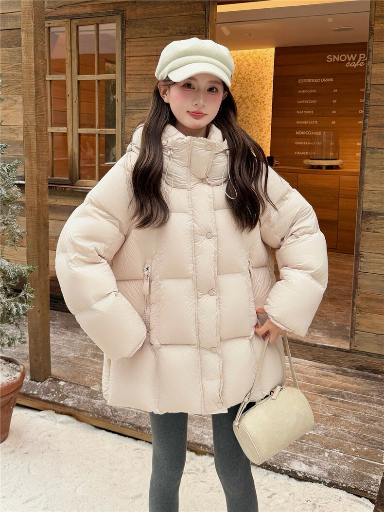 现货主推2025冬装新款糖果色泡芙加厚白鸭绒中长款羽绒服女,女装羽绒服,苗苗