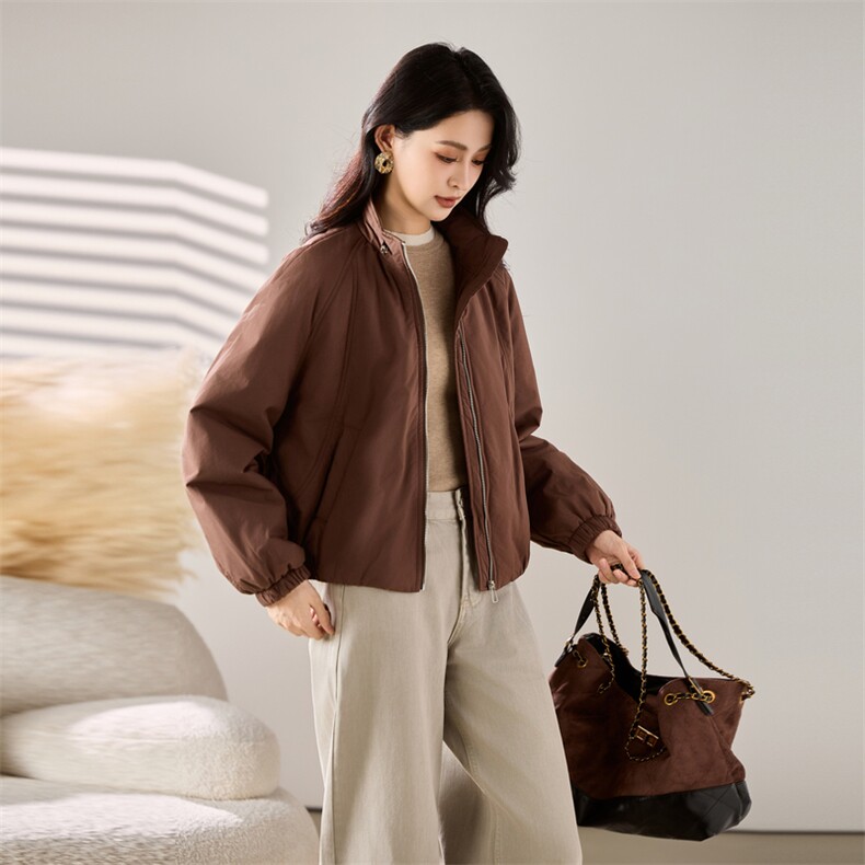 2025秋冬装新款立领夹棉小外套,女装棉衣/棉服,梦芯尔