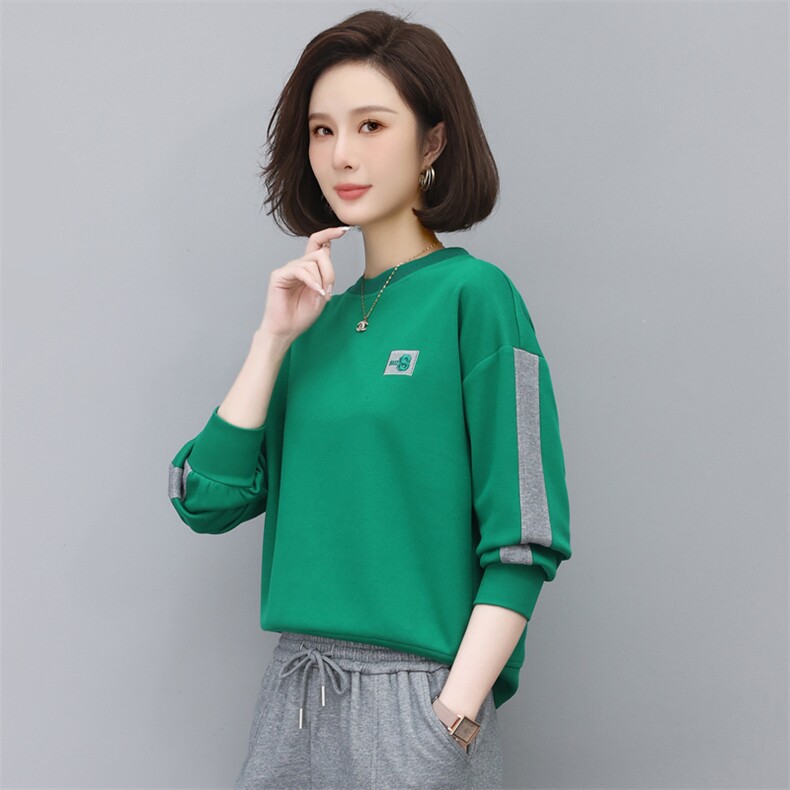 时尚撞色宽松卫衣女新款韩版百搭显瘦长袖上衣学生休闲外套潮,女装卫衣/绒衫,依恋蒂丝
