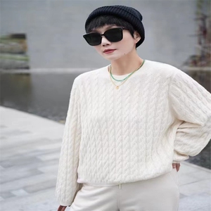 宽松显瘦麻花针织衫2024早秋新款女装韩版内搭打底衫图片
