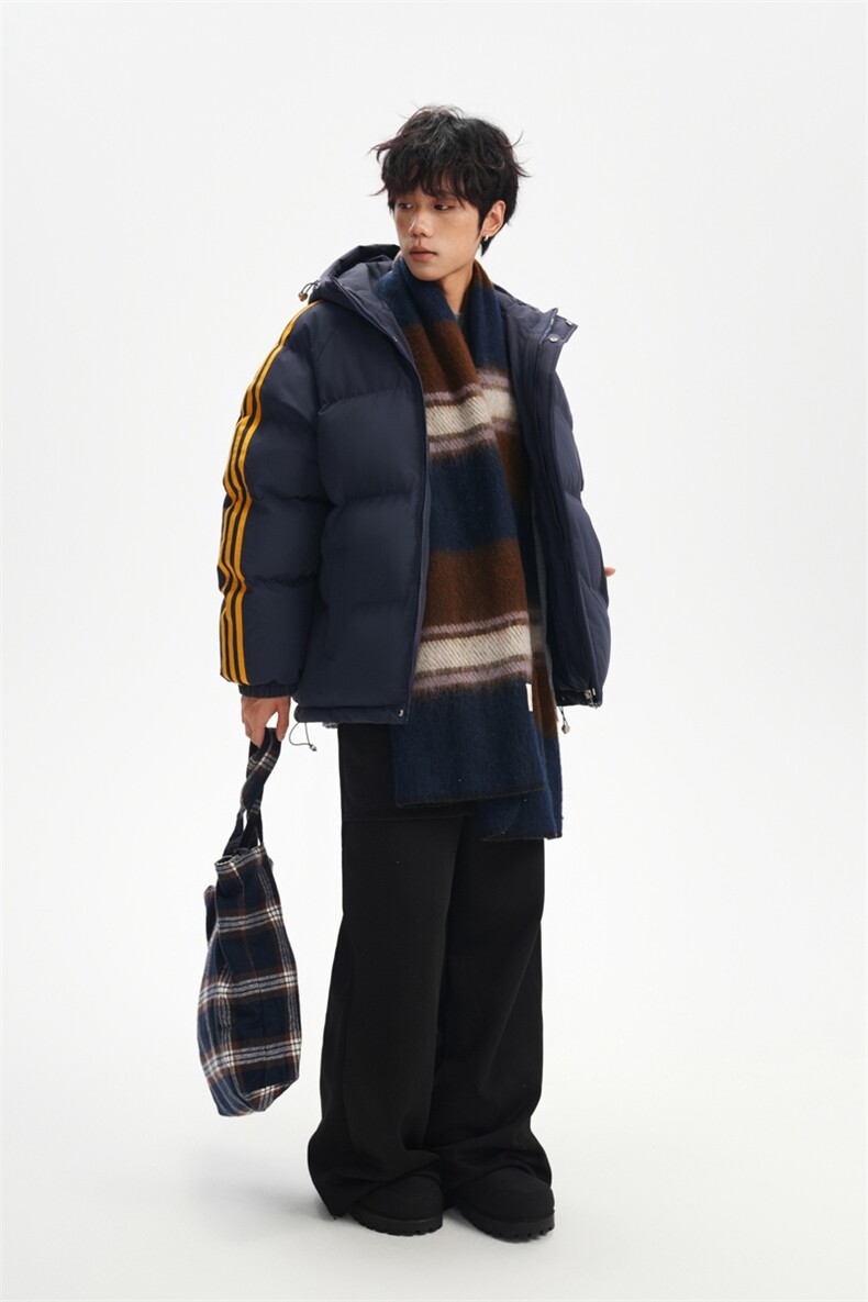 冬季潮流条纹五防立领加绒加厚棉衣情侣撞色棉服外套MY8899-p78,男装棉衣,星座610B-1