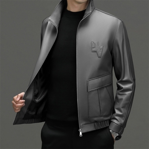 2302秋冬新款海宁皮衣男绵羊皮外套翻领商务休闲皮衣P930图片