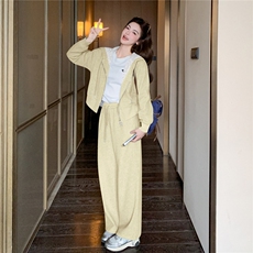 2026春季新款现货休闲针织拼接蕾丝卫衣两件套2607-p185-k298，女装套装/套裙，2B115