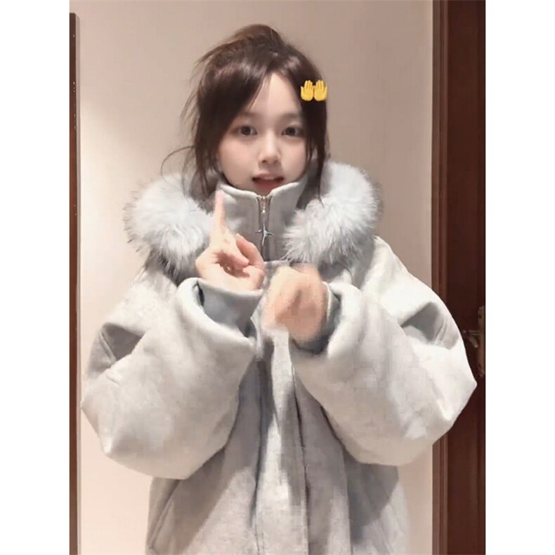 潮流毛领连帽棉衣男女情侣款冬季加厚保暖呢子棉衣服外套JKA505,男装棉衣,星座516A