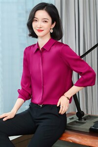 牛油果绿杭州重磅真丝衬衫女长袖2025春装新款高端缎面桑蚕丝上衣图片
