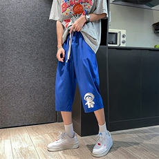 QK72233-P25冰丝七分裤男大码速干短裤男五分裤港风，男装休闲裤，电商A040