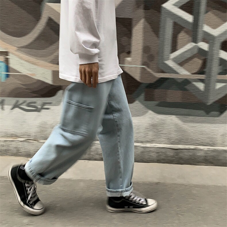 春季宽松直筒牛仔裤拖地休闲裤XZ707-KZ001-50,男装牛仔裤,星座707