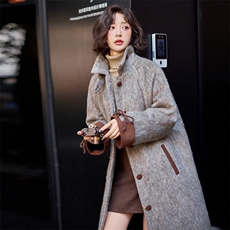 水衣源2701款中长款毛呢大衣加棉加厚外套女，女装毛呢外套，水衣源