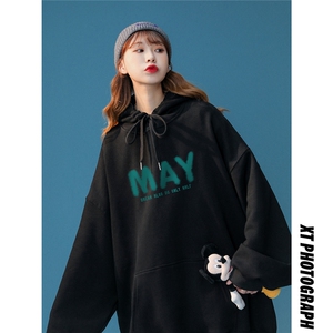 欧美简约时尚MAY情侣潮长袖圆领卫衣宽松上衣 W168 P30控48图片