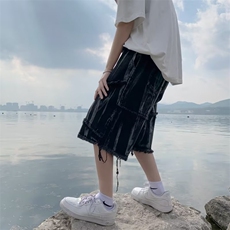 扎染牛仔短裤男夏季美式复古毛边五分裤潮牌潮流高街oversize裤子，男装牛仔裤，星座410-6（原星座1304-1）