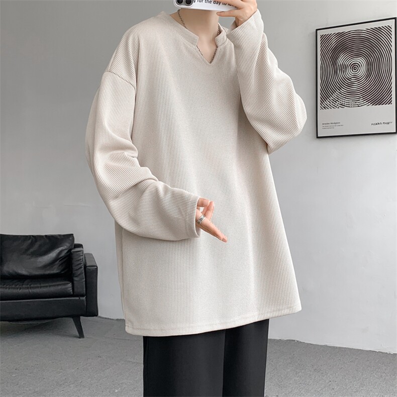 8XL-M长袖打底衫T恤V领针织体恤麦穗条卫衣加肥加大码TX3102特P35,男装T恤,电商B238