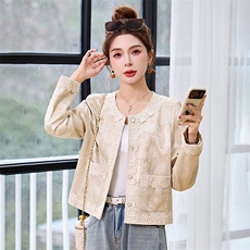 小香风外套女2025开春新款高级感超火洋气新中式短款白色蕾丝上衣，女装短外套，布芭啦