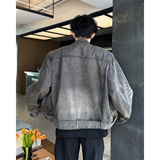2025秋冬美式复古上衣百搭立领大口袋牛仔夹克外套A025-Y104-P88，男装工装外套，电商A025