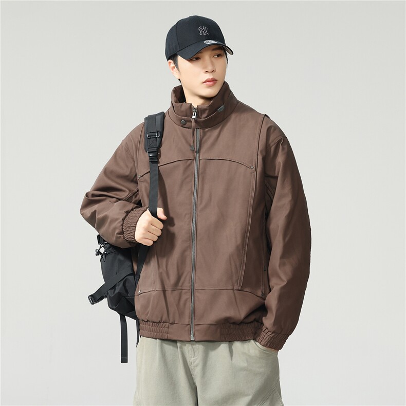 冬季潮牌立领防风棉服男士复古纯色通勤保暖机能风工装W0112,男装棉衣,电商D215