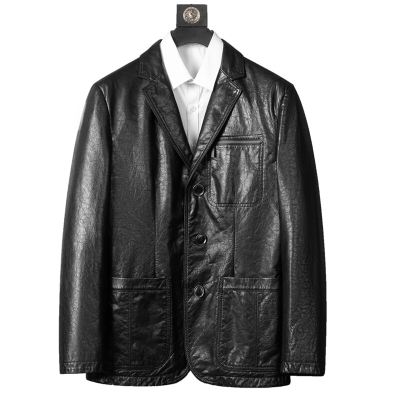 ZC2221秋冬新款男士真皮皮衣男油蜡牛皮西服百搭商务外套P640,男装西服,电商B360A（原721A）