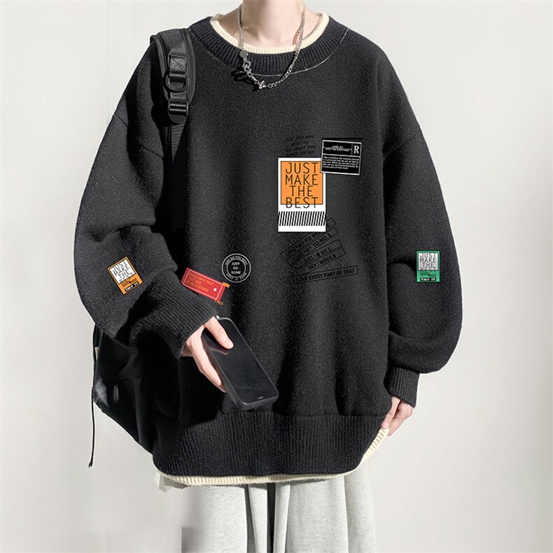 控78假两件毛衣男大码加绒针织衫男毛线衣M80121-P55加绒P70,男装针织衫/毛衣,电商A040