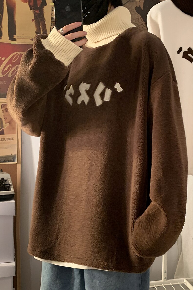 秋装主推羊羔毛高领盐系男士保暖卫衣A071-W01-P75,男装棉衣,电商A071