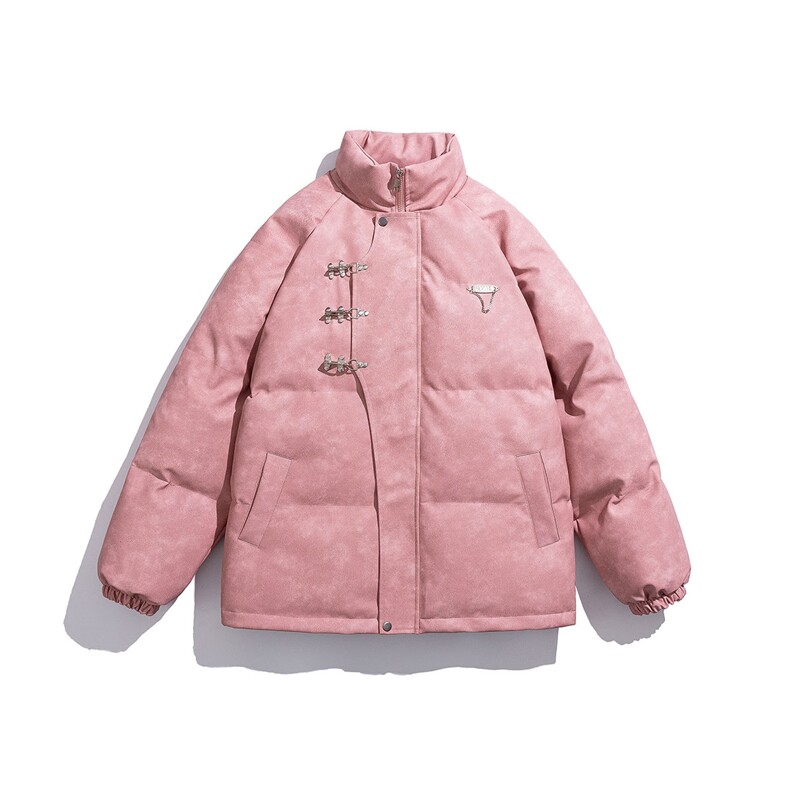 白底立领PU皮复古做旧面料金属飞机扣设计棉衣男MY77726P148控198，男装棉衣，星座227-7