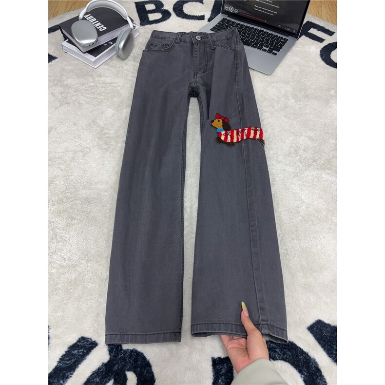 B221美式ins高街直筒洗褪布腊肠狗休闲牛仔裤LK26644-特P48控88，男装牛仔裤，电商B221