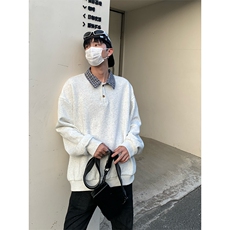 假两件卫衣男秋装2025新款潮流拼接撞色宽松长袖W4693-特价P35，男装卫衣，电商A007