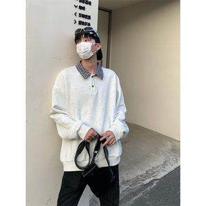 假两件卫衣男秋装2025新款潮流拼接撞色宽松长袖W4693-特价P35图片