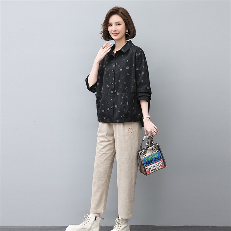 2023年春季新款潮韩版夹克女长袖宽松显瘦休闲两件套装,女装套装/套裙,独衣靓