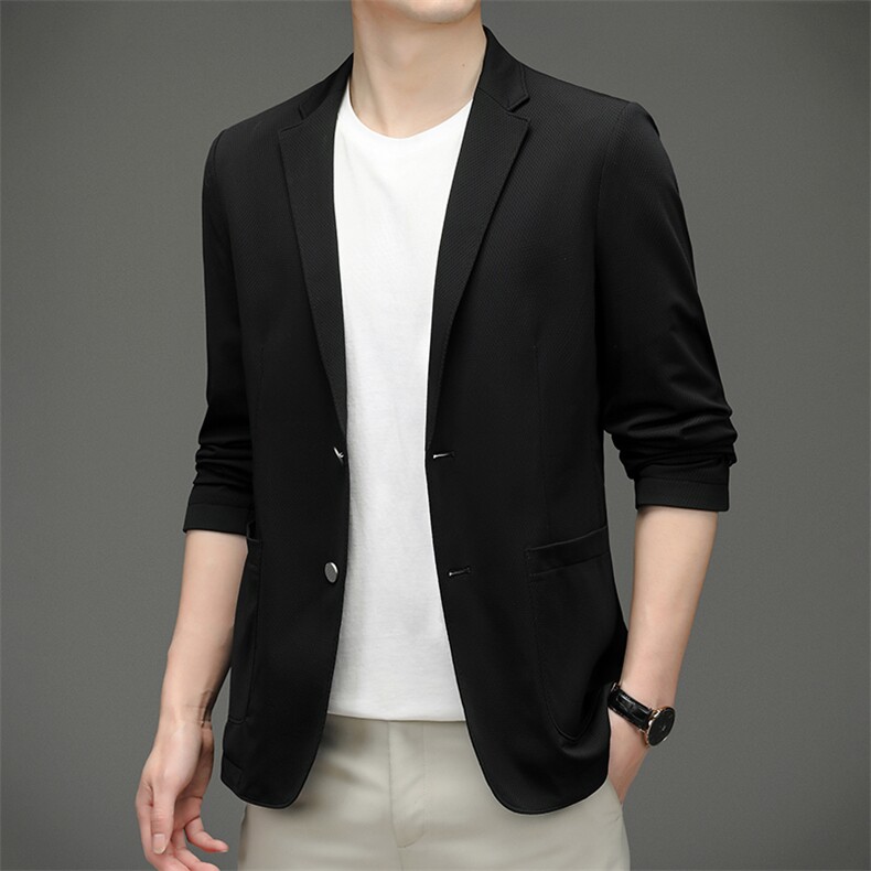 上衣中老年2023年翻领时尚口袋单排扣春季长袖西服SL3026,男装西服,电商B212（原钱塘6029）